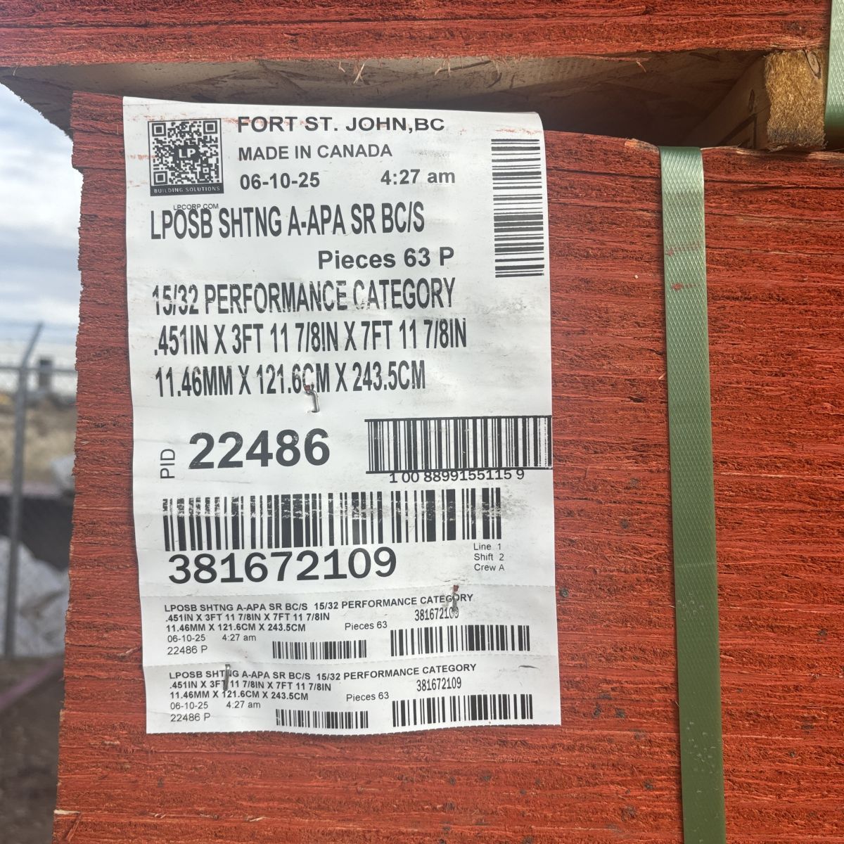RFPI-20 I-joist bundle label