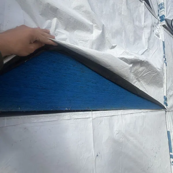 19/32 inch 4x8 OSB sheathing showing blue moisture seal along bunk sides