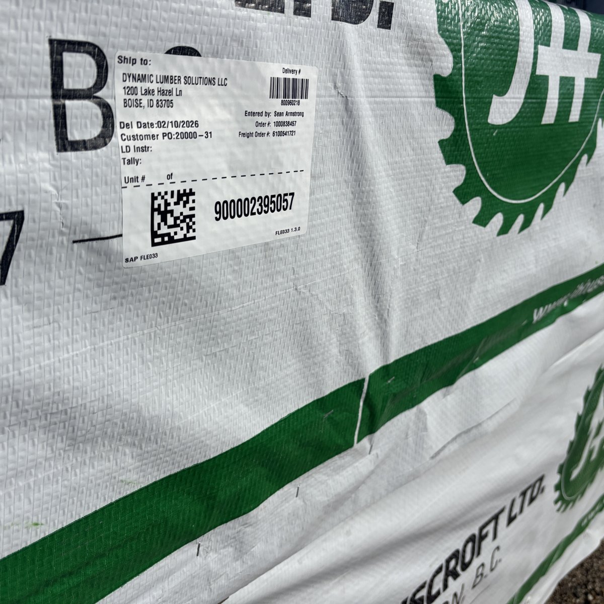 1x4 x 8' #2 kiln-dried whitewood boards wrapped in unit packaging at DLS Boise yard