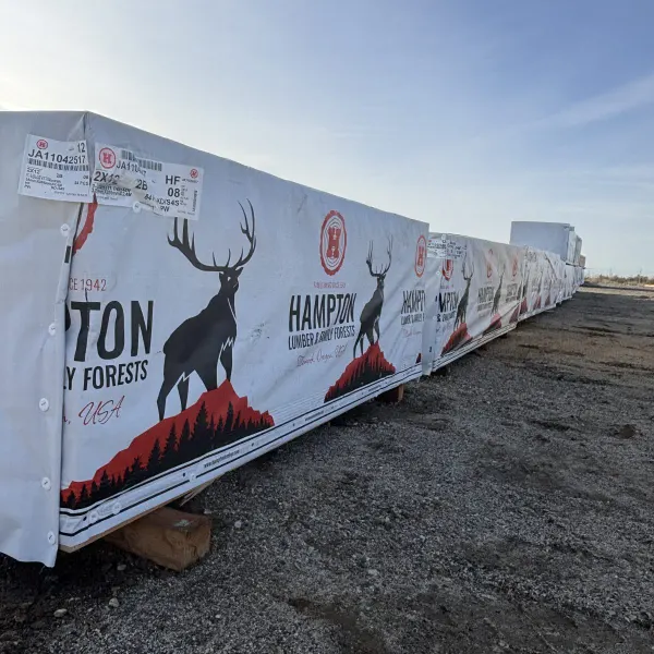 2×12×8′ #2 kiln-dried Hem-Fir lumber at Boise lumberyard with other wood products
