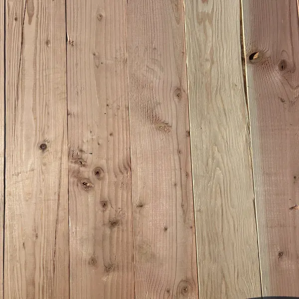 Top-down view of Douglas Fir wood texture on 2×6 #2 kiln-dried lumber showing grain pattern and surface detail