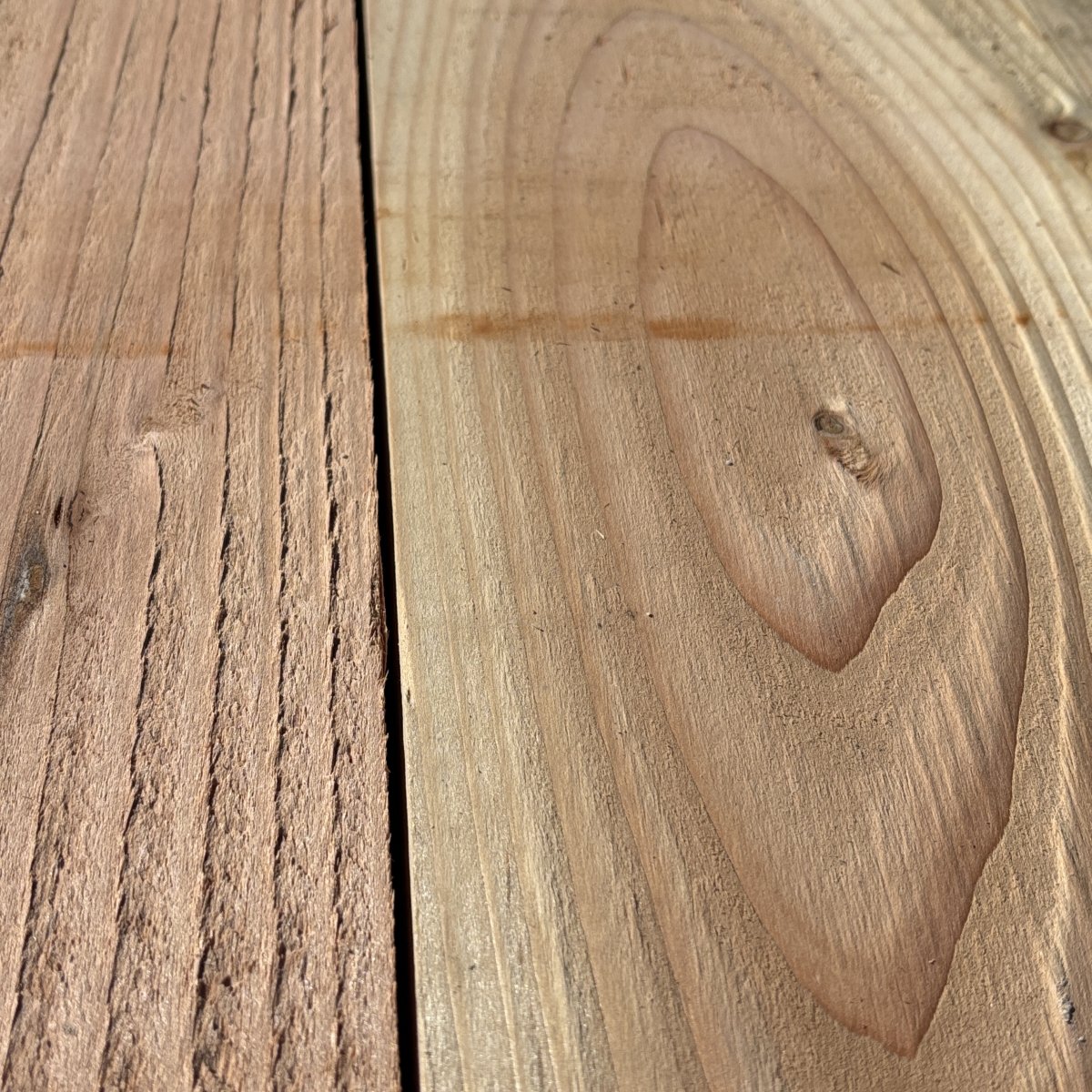 6x #1 Douglas fir lumber face grain angled view showing clear wood structure