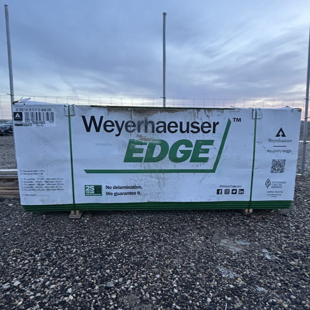 Wrapped 7/8-inch 4×8 tongue-and-groove OSB subfloor sheathing at our Boise lumberyard