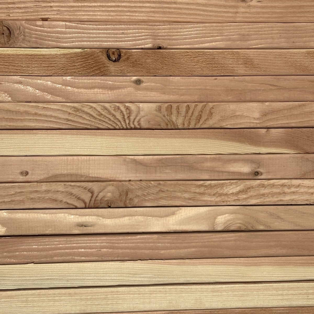 Side wood grain texture of number 2 grade kiln-dried Douglas Fir lumber
