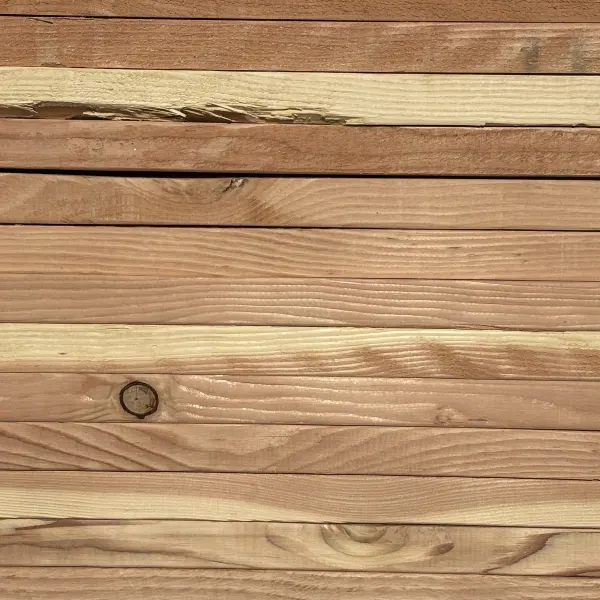 Side wood grain texture of number 2 grade kiln-dried Douglas Fir lumber