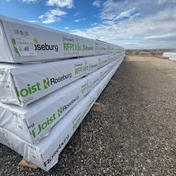 RFPI engineered I-joists stacked at Dynamic Lumber Solutions Boise lumberyard